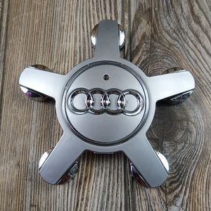 Audi Chrome Charcoal Gray Car Wheel Tire Lug Nut Center Cover Cap